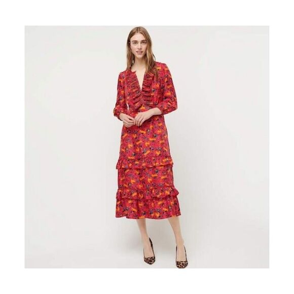 J.Crew Dresses & Skirts - J. crew collection size M leopard red print holiday dress - EUC